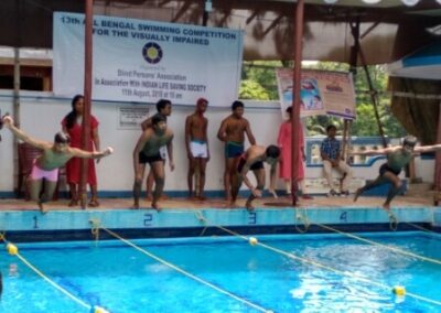 Blind swimmers active at the pool